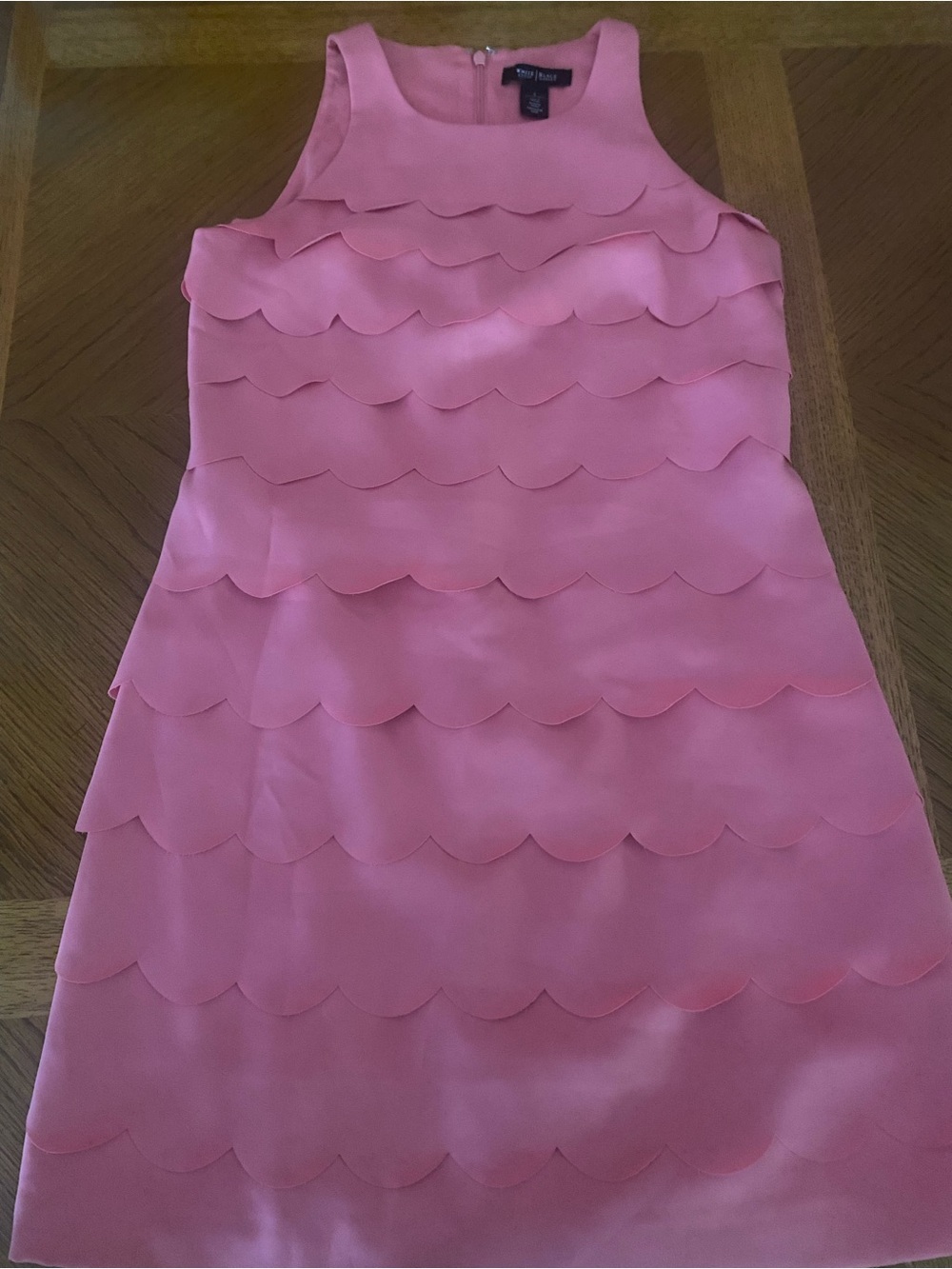 White House Black Market Coral Pink Scalloped Shift Dress